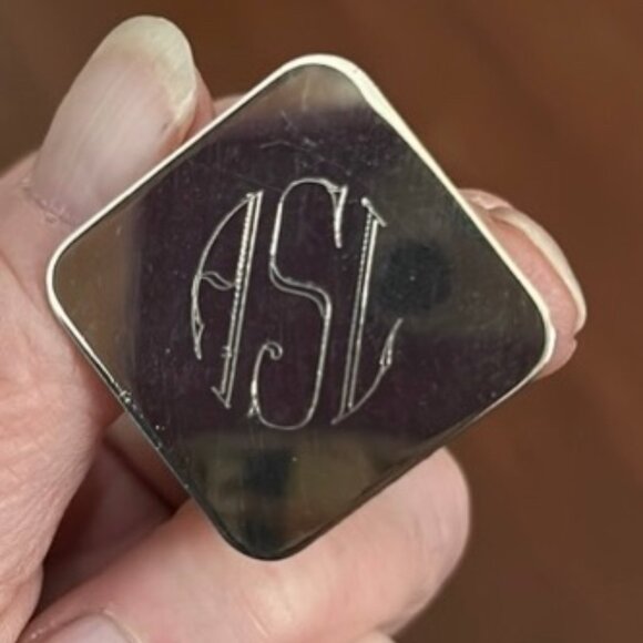 Jewelry - Vintage Gold Tone Monogrammed Square Adjustable Ring